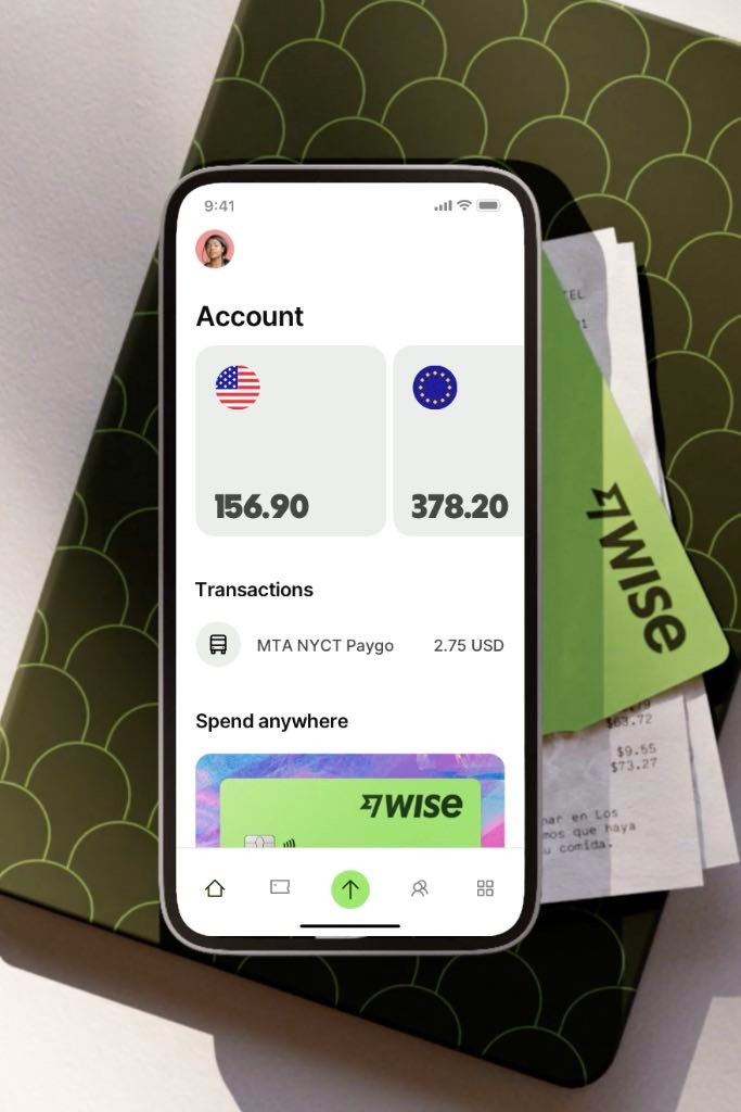 The account shows amounts in the different currencies and where money has been spent